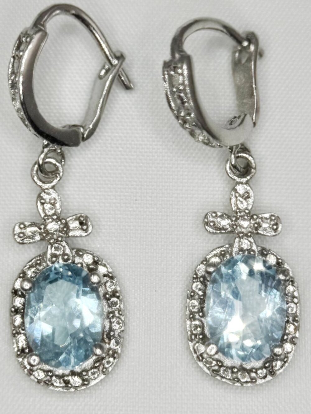 Sterling silver, vintage style Blue Topaz gemstone earrings, NWOT